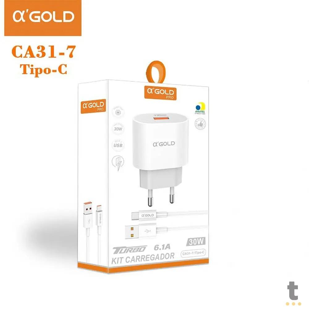 Carregador De Parede aGold Usb Tipo C Turbo 30W 6.1A - CA31-7 Truedata